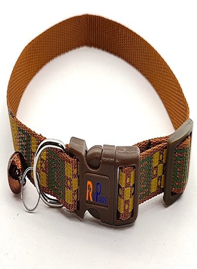 Pups&Pets 15 MM Puppy Collar and Leash Set - Puppy Printed Adjustable Nylon Collar with Leash for Cat and Puppy, Quick Release and Breathable Collar with Bell for Puppies, Dog & Cat (Golden) - Image 2